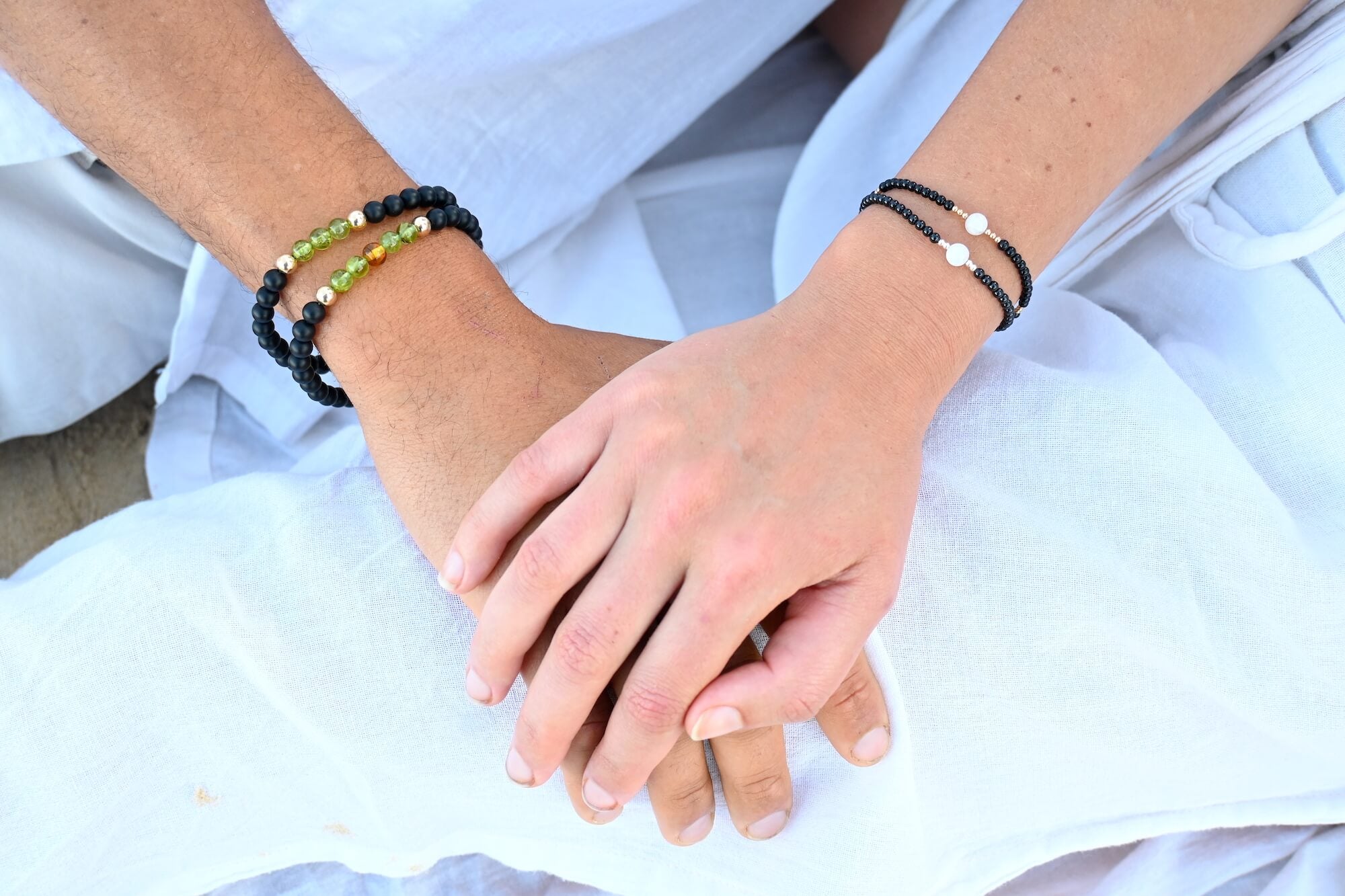 Amber, Peridot & Black Onyx - Gold Bracelet