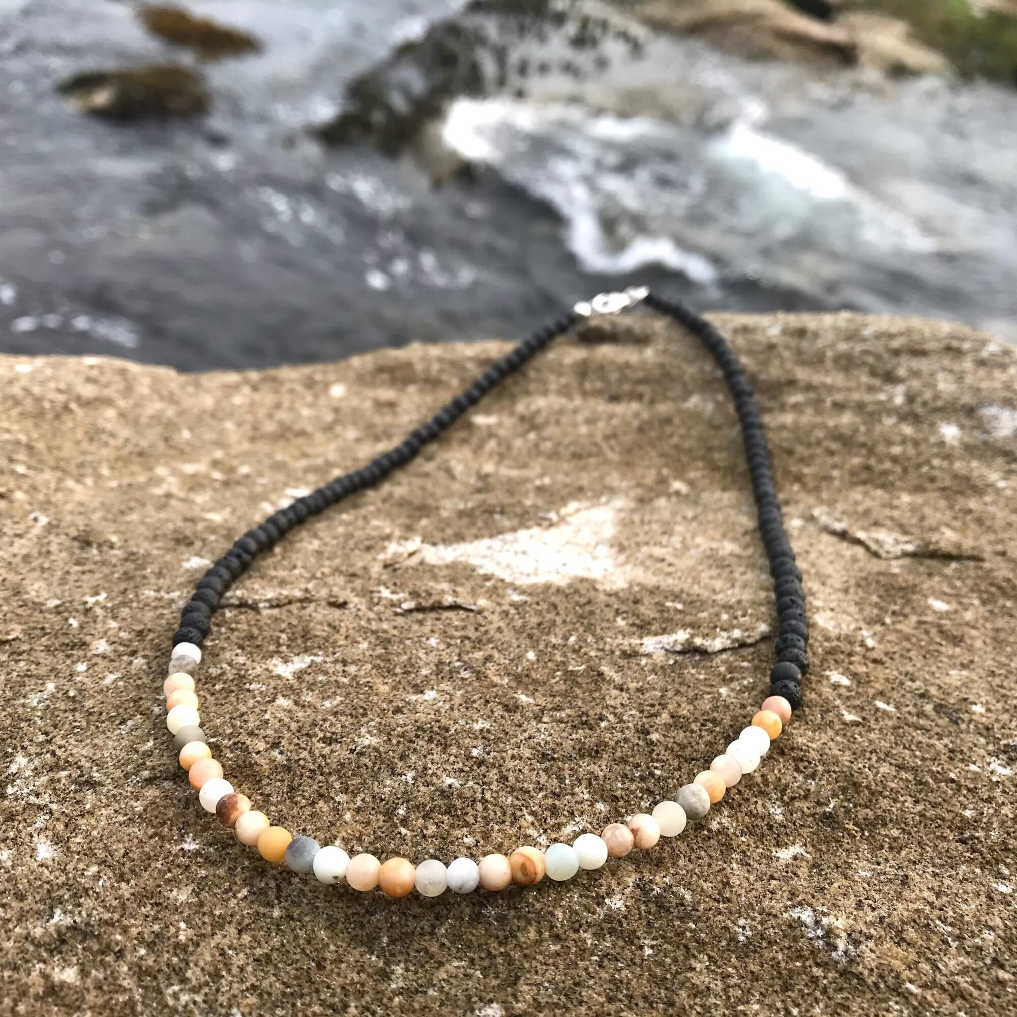 Empowerment For Men Amazonite & Sunstone Necklace