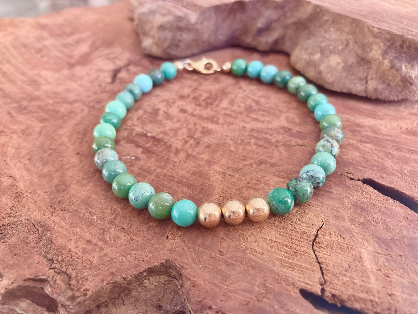 Trusting the Hearts Knowing - Chrysoprase - Gold Bracelet