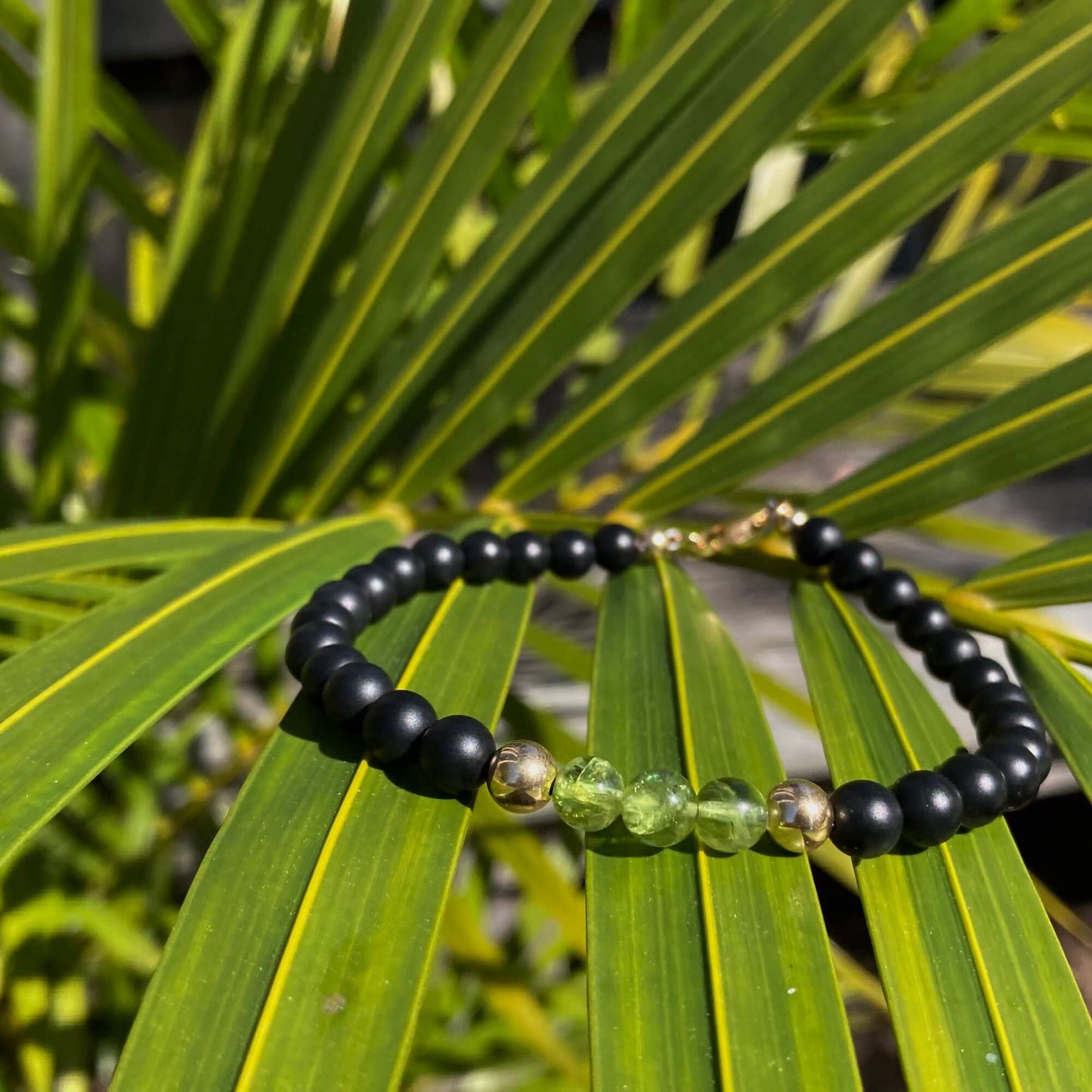 Peridot & Black Onyx - Gold Bracelet