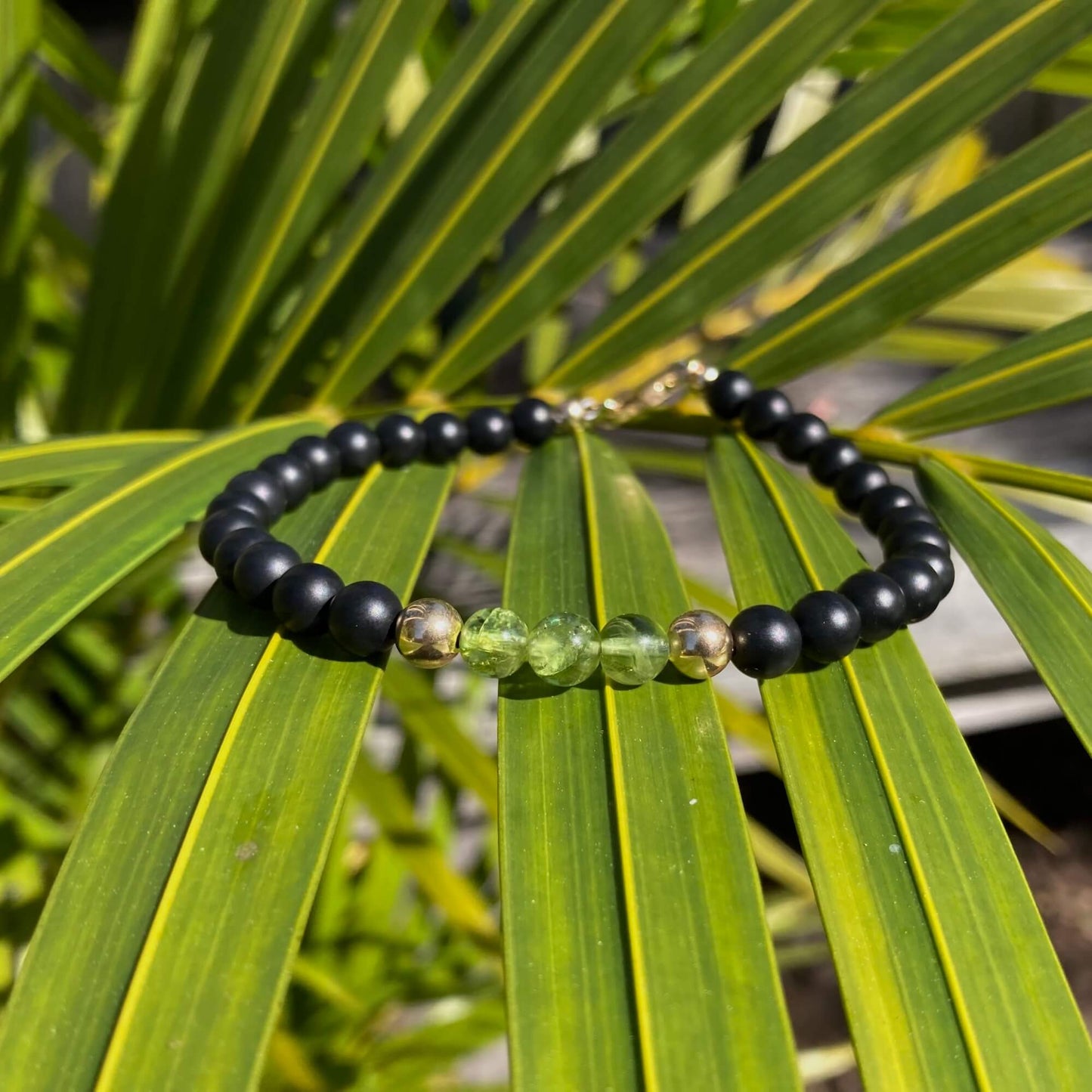 Peridot & Black Onyx - Gold Bracelet