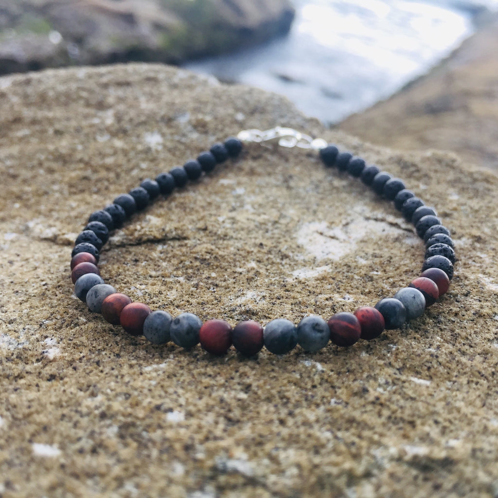 Mens motivation & Confidence lava stone bracelet