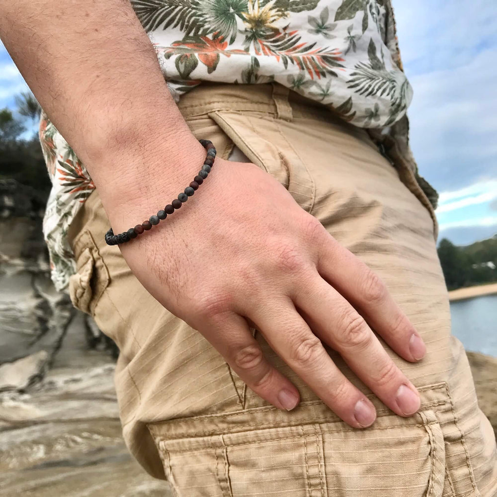 Red Tigers Eye and Larvikite Diffuser bracelet model