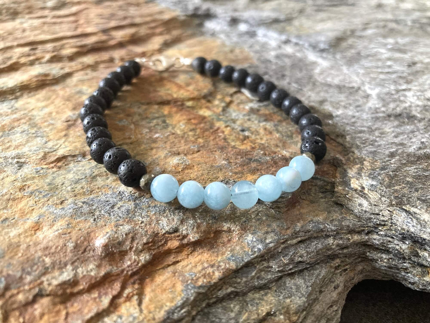 Aquamarine Mens Diffuser Bracelet for Courage by Mana for Men