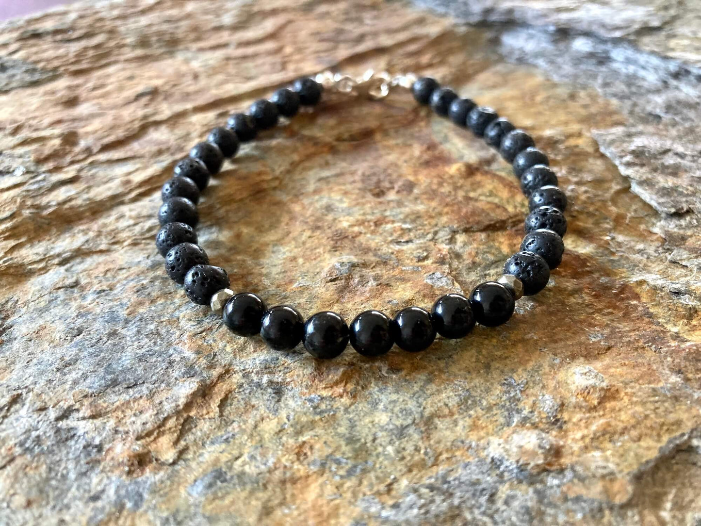 Black Tourmaline Mens Bracelet for Inner Strength