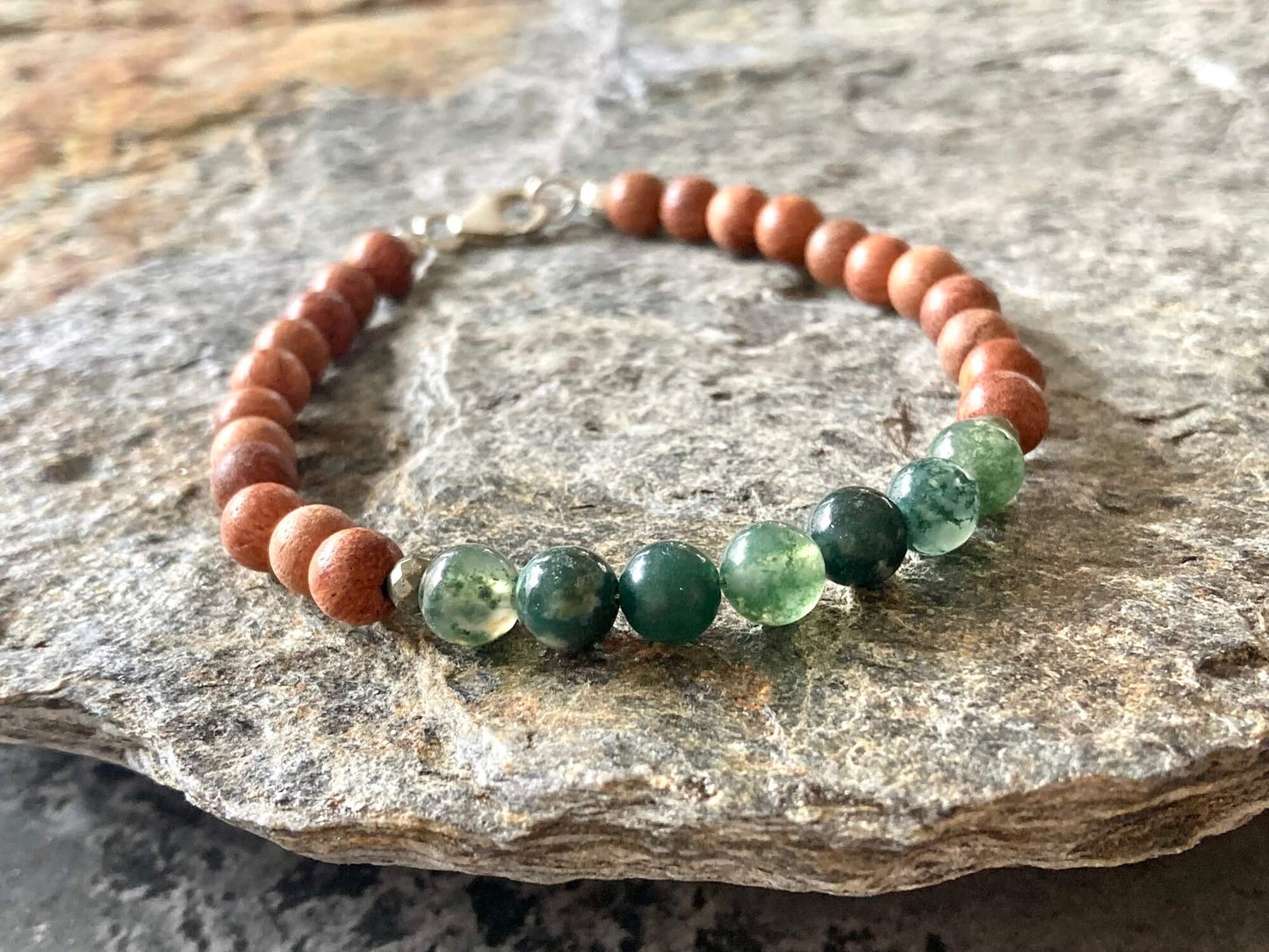 Moss Green Agate Mens Bracelet for New Beginnings by Mana for Men