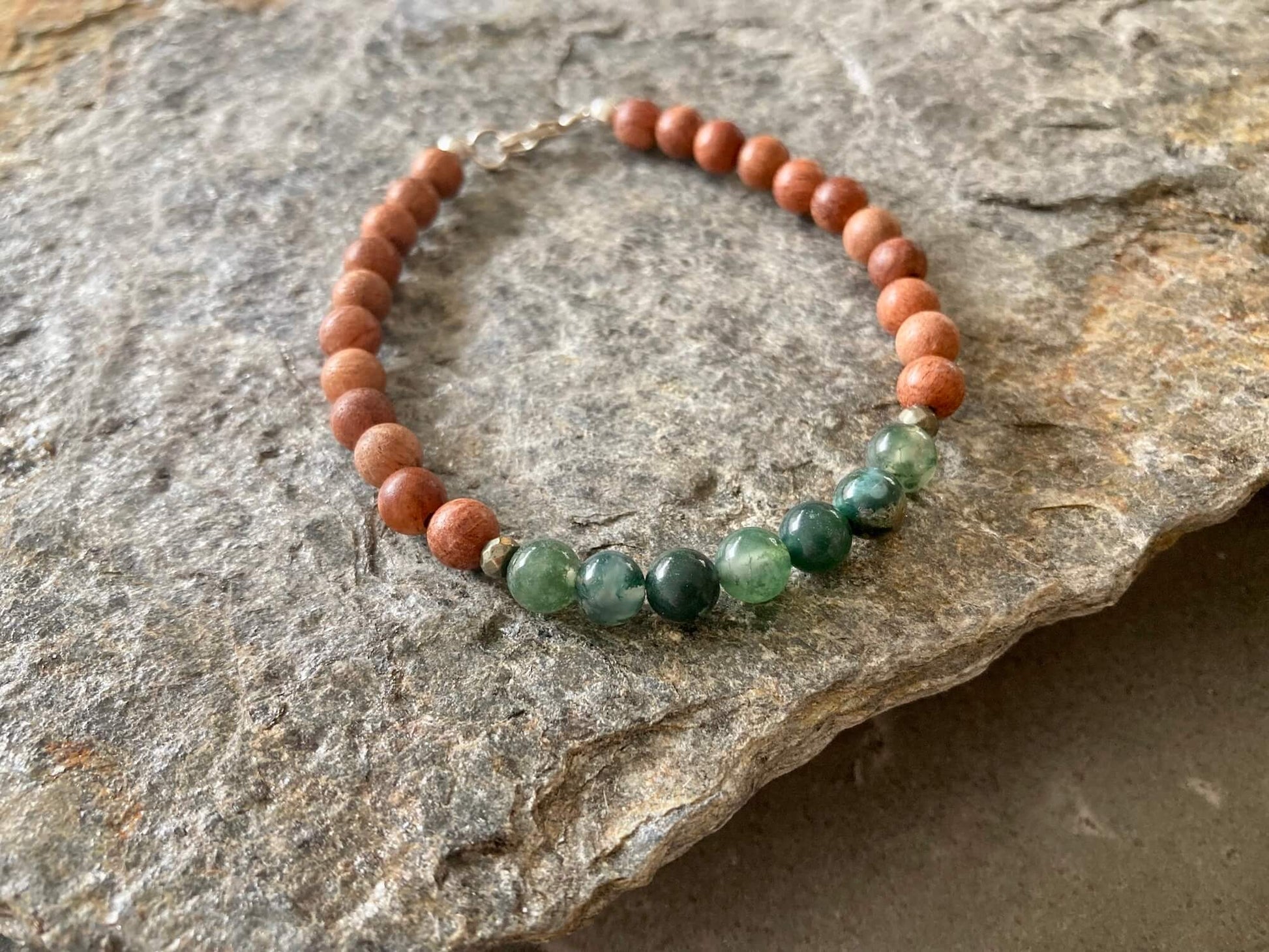 Moss Green Agate Mens Bracelet for New Beginnings