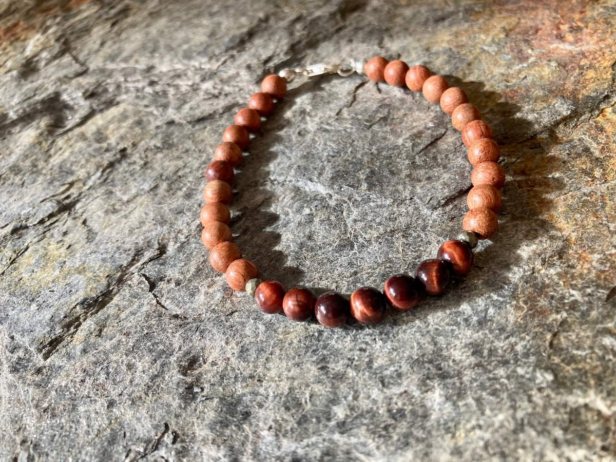 Motivation bracelet on a rock slab, seen from further back