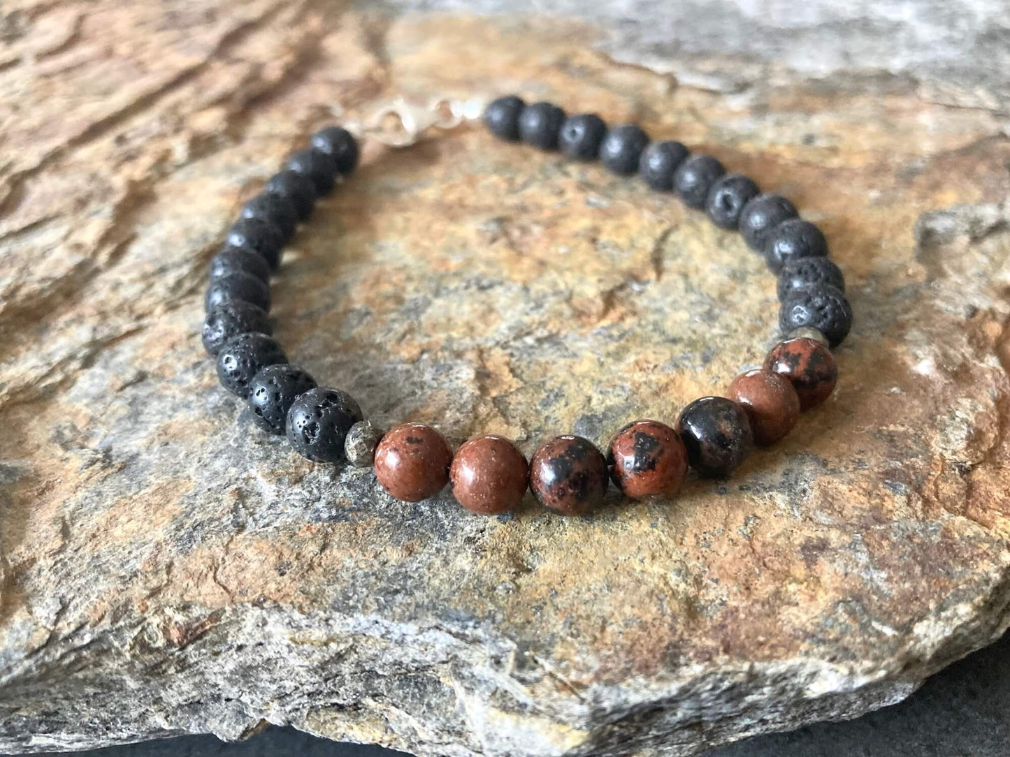 Red Obsidian Mens Bracelet for Self-Acceptance by Mana For Men