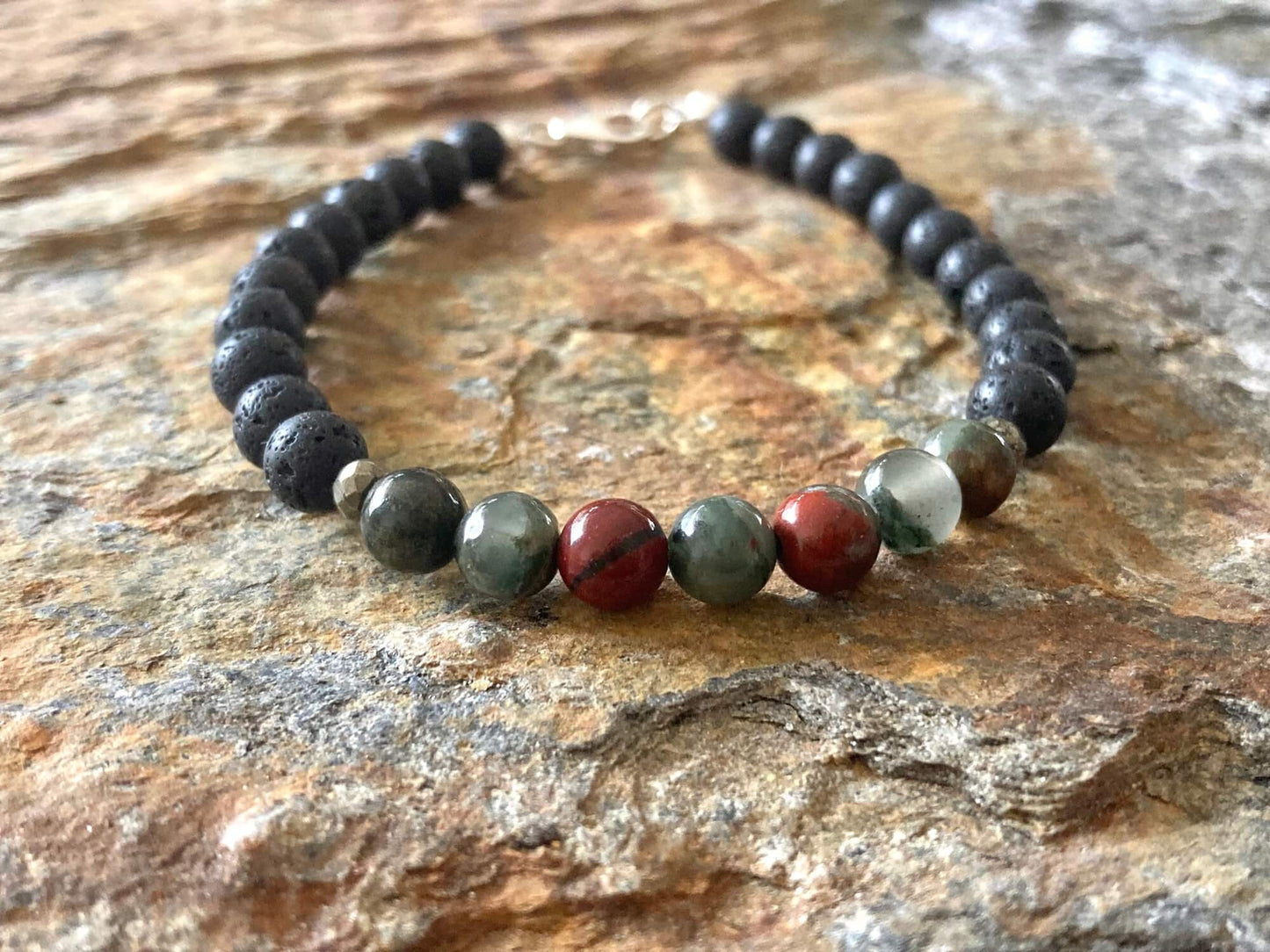 Strength - Bloodstone Mens Diffuser Bracelet