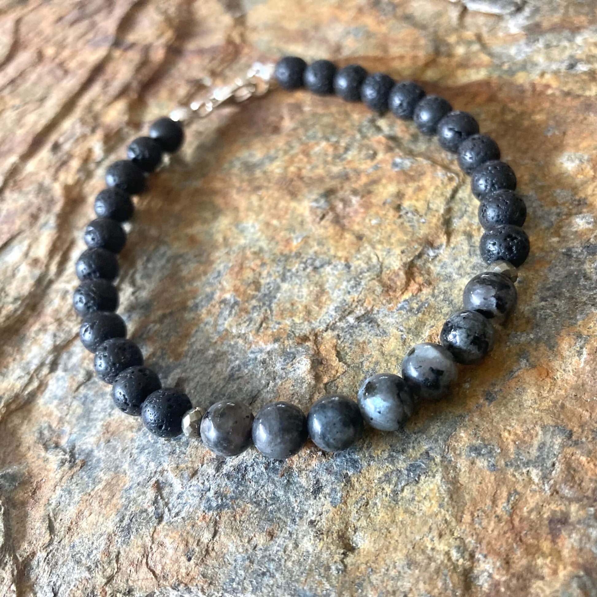 Transformation - Larvikite Mens Healing Crystal Bracelet