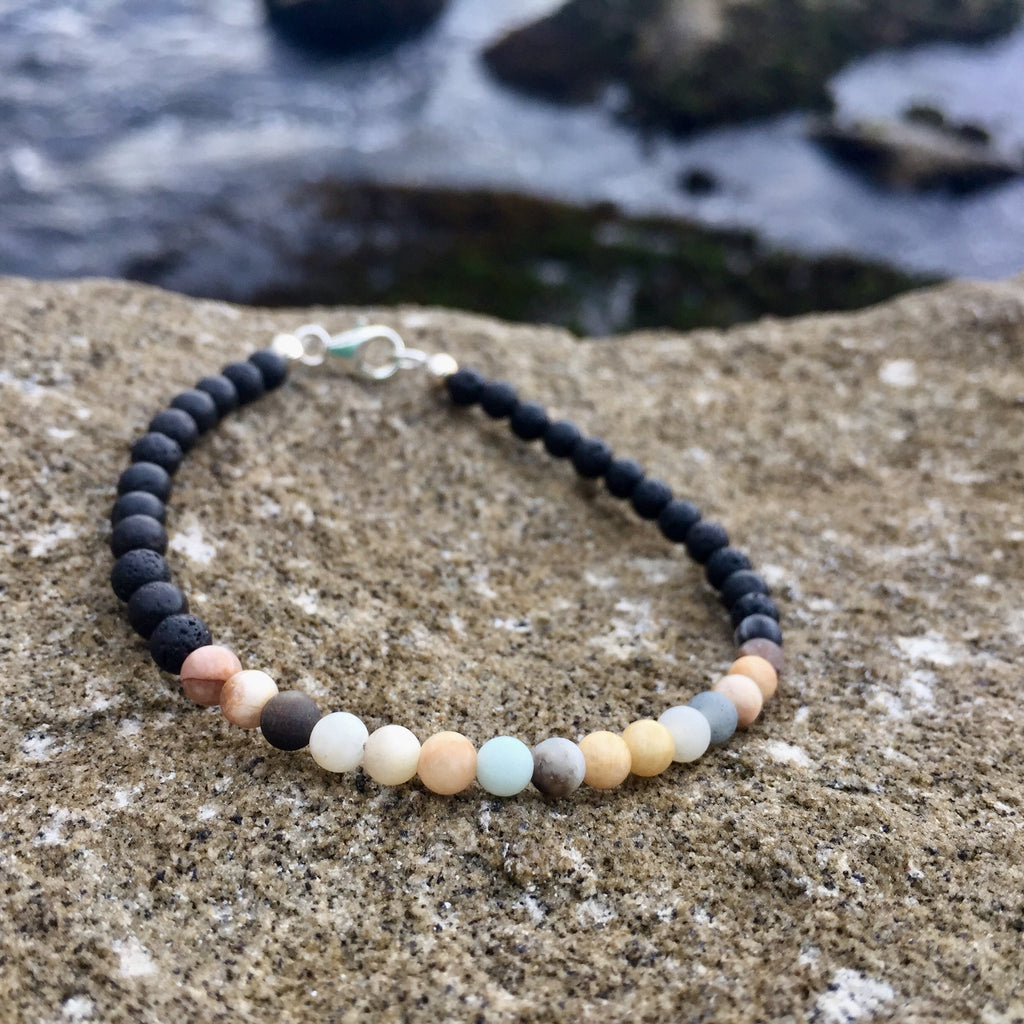 Vitality bracelet on coastal rock with the sea behind