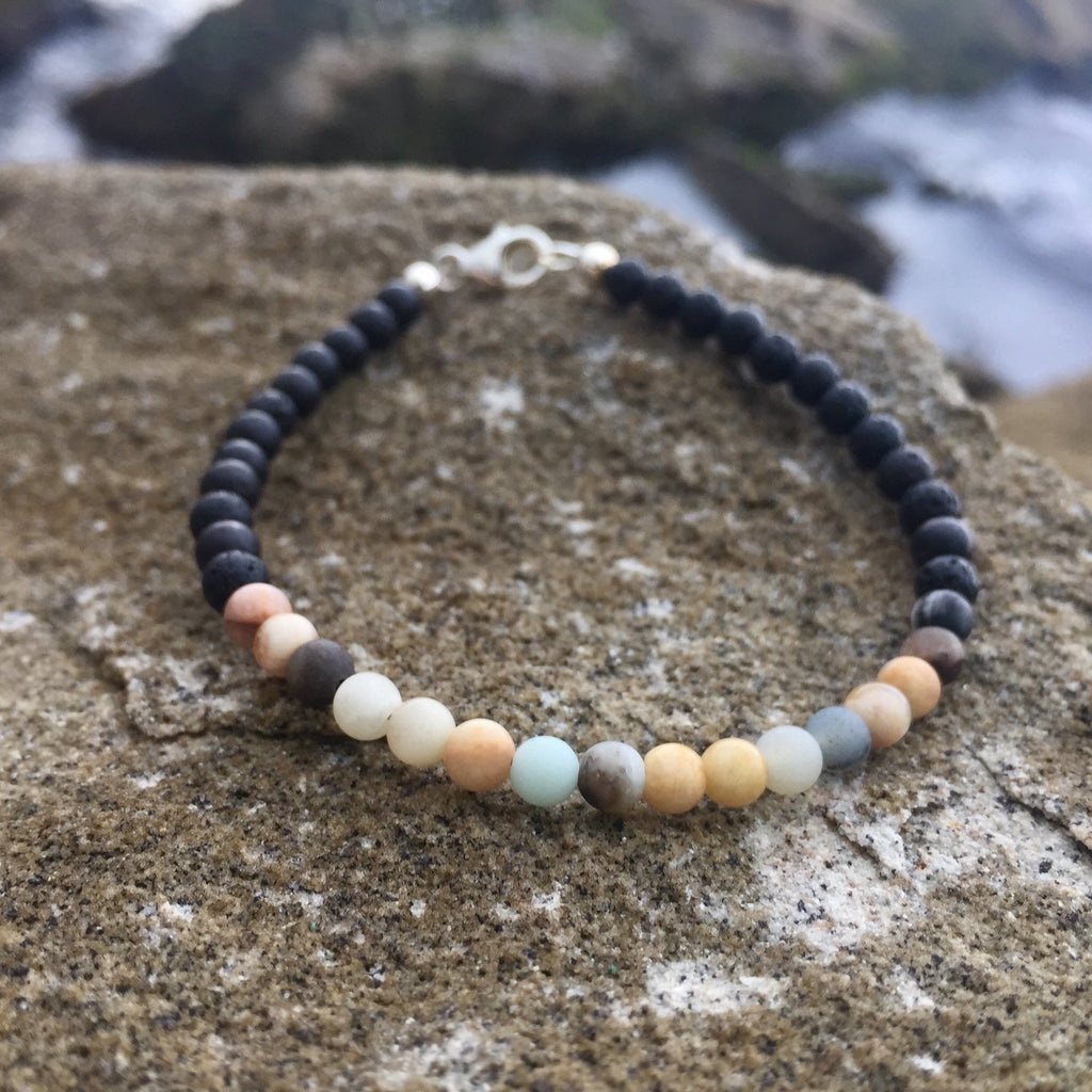 Vitality bracelet on rock, sterling silver clasp at the back